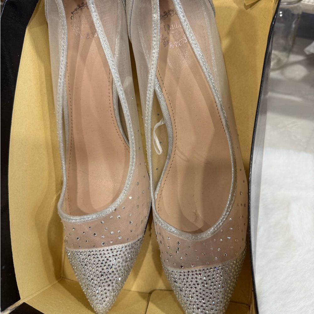 Elegant Silver Embellished Women's Heels